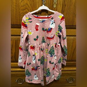 Mini Boden Pink Dress with Festive Print